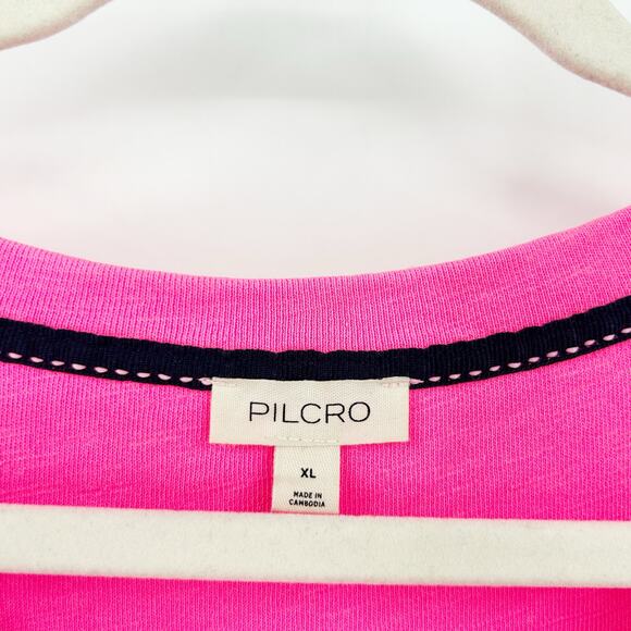 Anthropologie Pilcro Womens Barbiecore Tie Front Cuffed Short Sleeve Top XL Pink - Picture 2 of 6